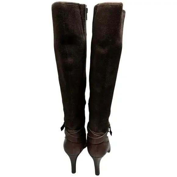 Ralph Lauren Bethan Brown Suede Leather Knee High Stiletto Riding Boots Size 9B - Picture 4 of 13